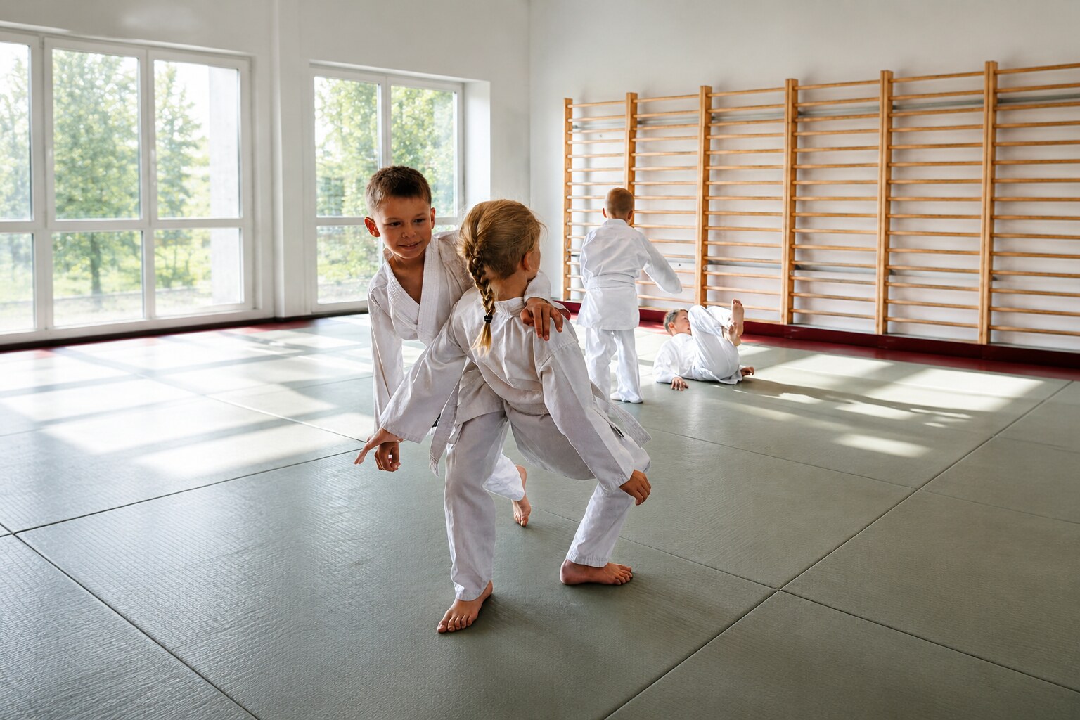 Dzieci ćwiczące Aikido w klubie Fudoshin Aikido w Łodzi